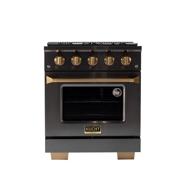 Kucht Gemstone Professional 30" 4.2 cu. ft. Range in Titanium Stainless Steel with Gold Accents