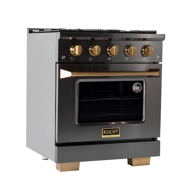 Kucht Gemstone Professional 30" 4.2 cu. ft. Range in Titanium Stainless Steel with Gold Accents