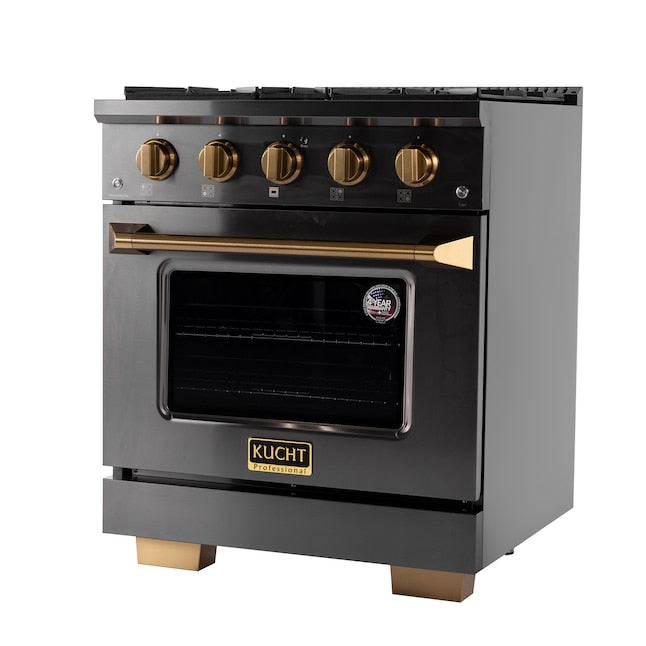 Kucht Gemstone Professional 30" 4.2 cu. ft. Range in Titanium Stainless Steel with Gold Accents