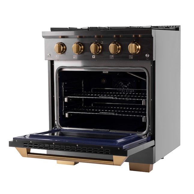 Kucht Gemstone Professional 30" 4.2 cu. ft. Range in Titanium Stainless Steel with Gold Accents