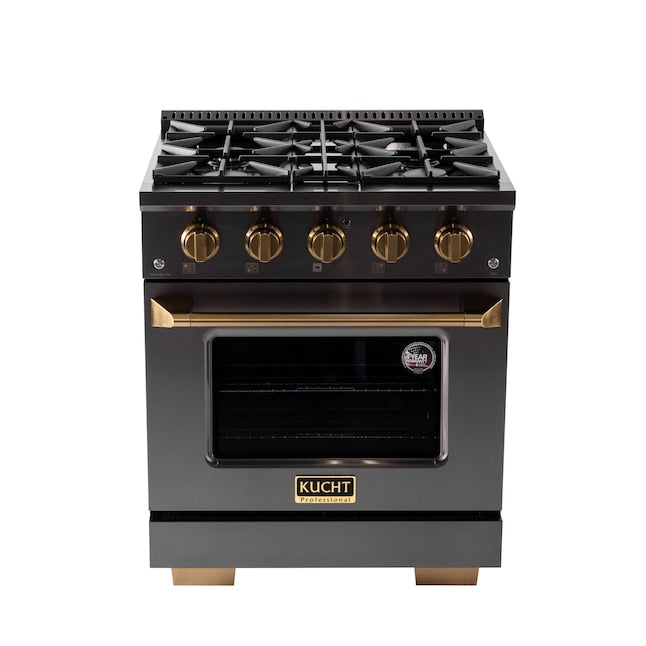 Kucht Gemstone Professional 30" 4.2 cu. ft. Range in Titanium Stainless Steel with Gold Accents