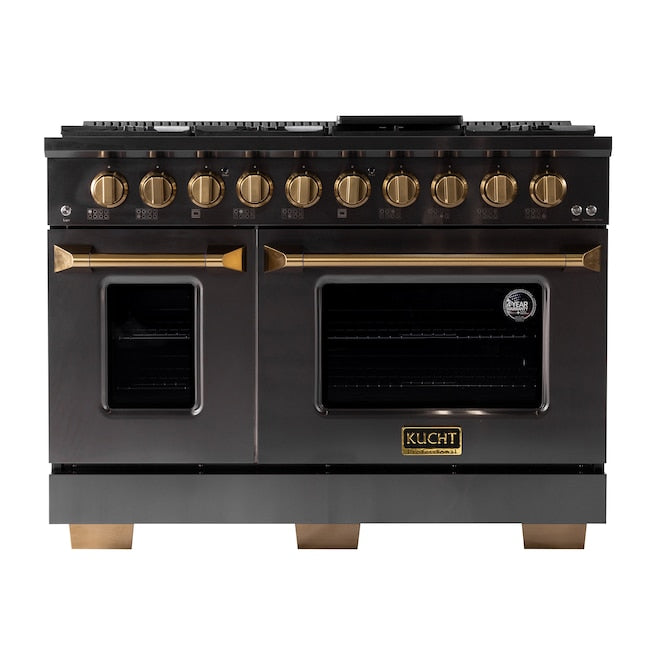 Kucht Gemstone Professional 48" 6.7 cu. ft. Range in Titanium Stainless Steel with Gold Accents