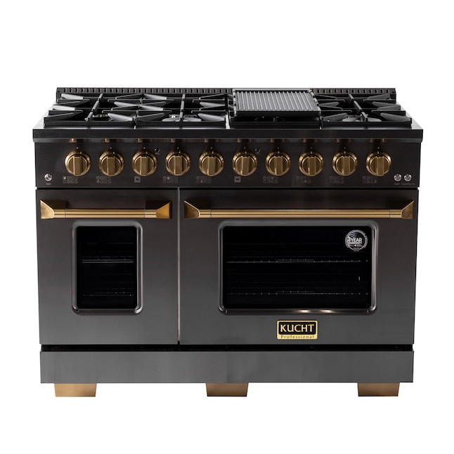 Kucht Gemstone Professional 48" 6.7 cu. ft. Range in Titanium Stainless Steel with Gold Accents