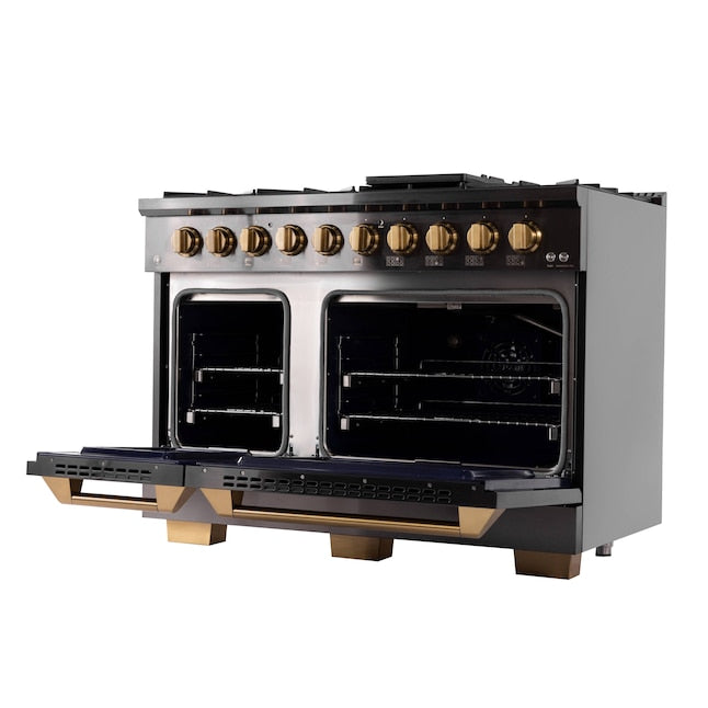 Kucht Gemstone Professional 48" 6.7 cu. ft. Range in Titanium Stainless Steel with Gold Accents