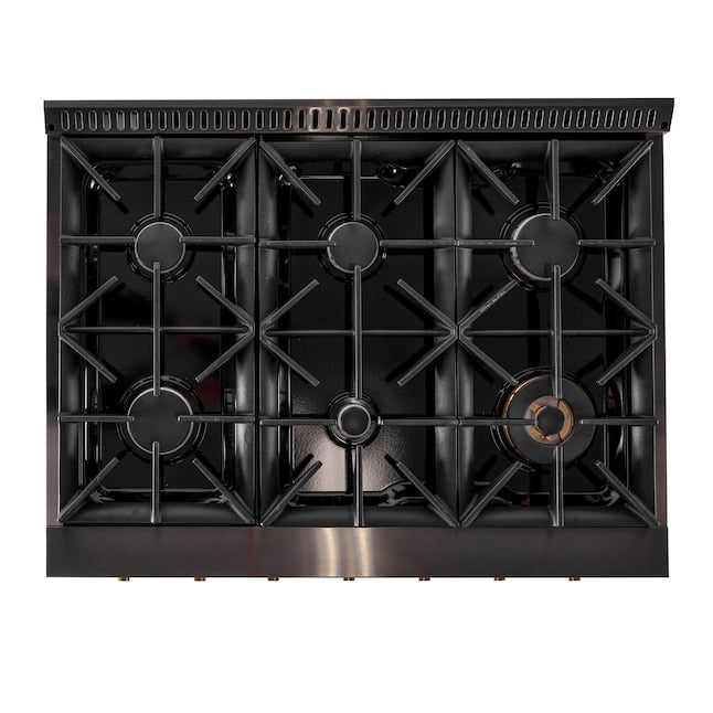 Kucht Gemstone Professional 36" 5.2 cu. ft. Range in Titanium Stainless Steel with Gold Accents