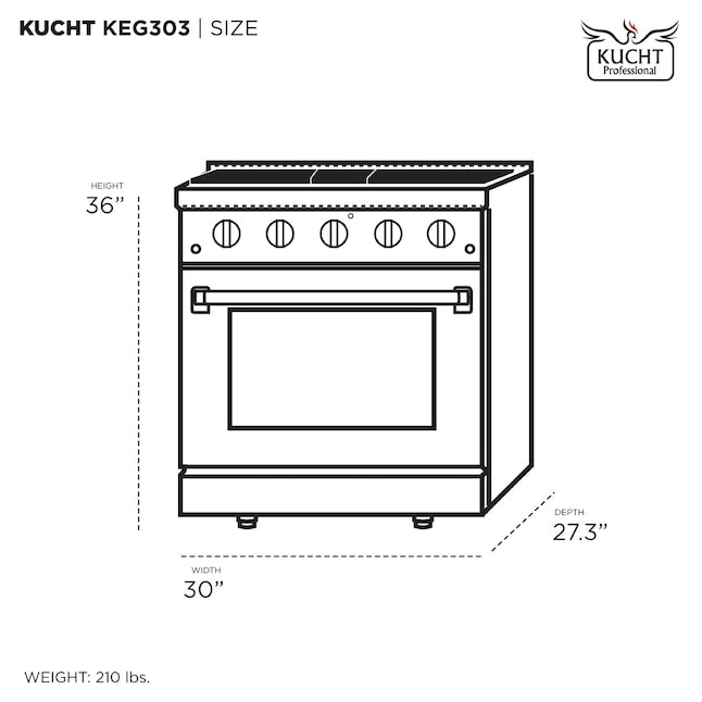 Kucht Gemstone Professional 30" 4.2 cu. ft. Range in Titanium Stainless Steel with Gold Accents