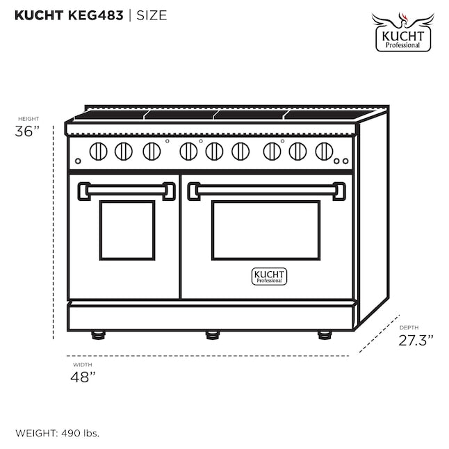 Kucht Gemstone Professional 48" 6.7 cu. ft. Range in Titanium Stainless Steel with Gold Accents