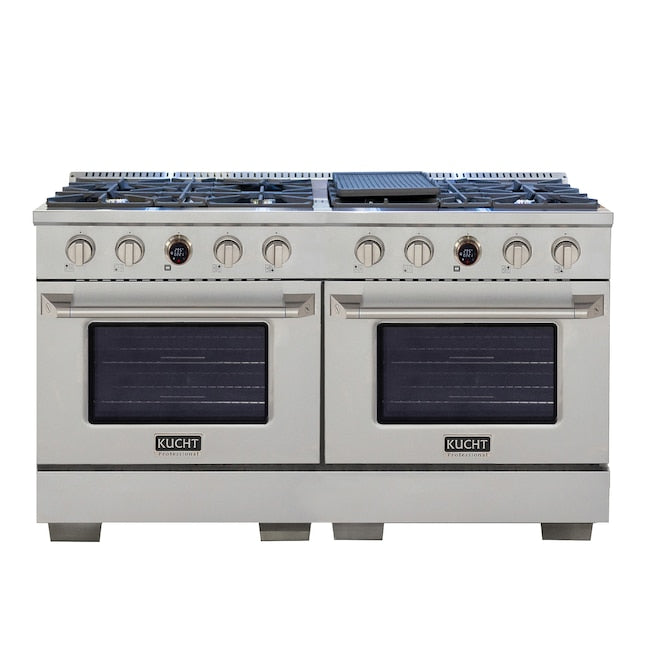 Kucht 60" 8.4 cu. ft. 8 Burner Dual Fuel Range in Stainless Steel with Digital Thermostat