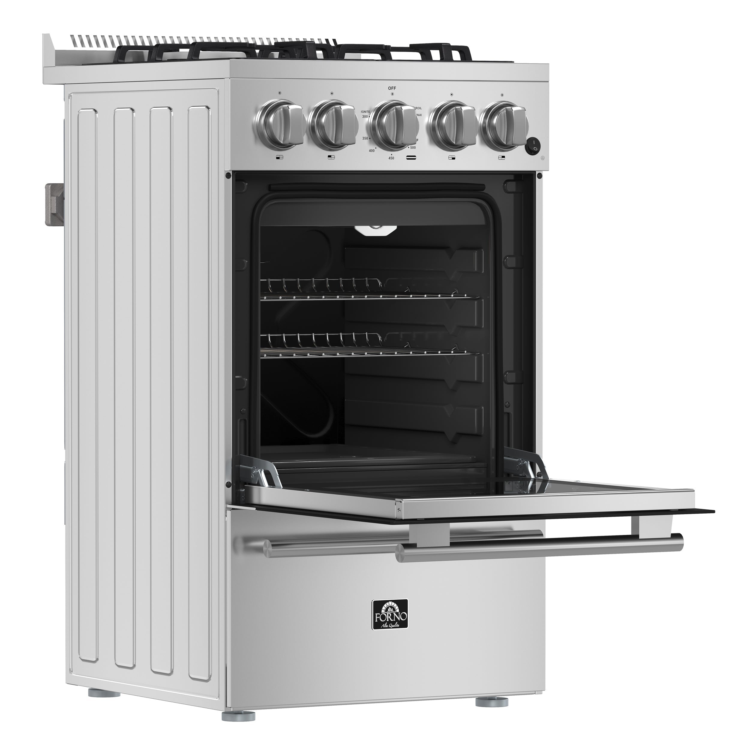 FORNO Lamazze 20" 2.05 cu. ft. Freestanding Gas Range with 4 Sealed Burners in Stainless Steel