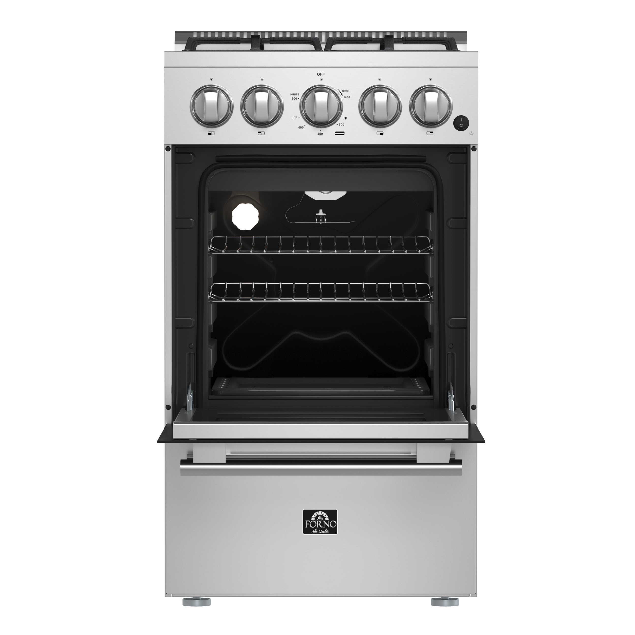 FORNO Lamazze 20" 2.05 cu. ft. Freestanding Gas Range with 4 Sealed Burners in Stainless Steel