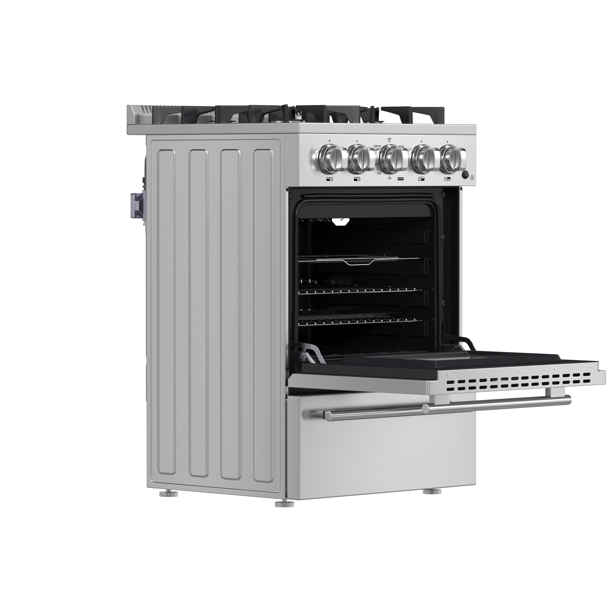 FORNO Breno 24" 2.3 cu. ft. Freestanding Gas Range with 4 Sealed Burners in Stainless Steel