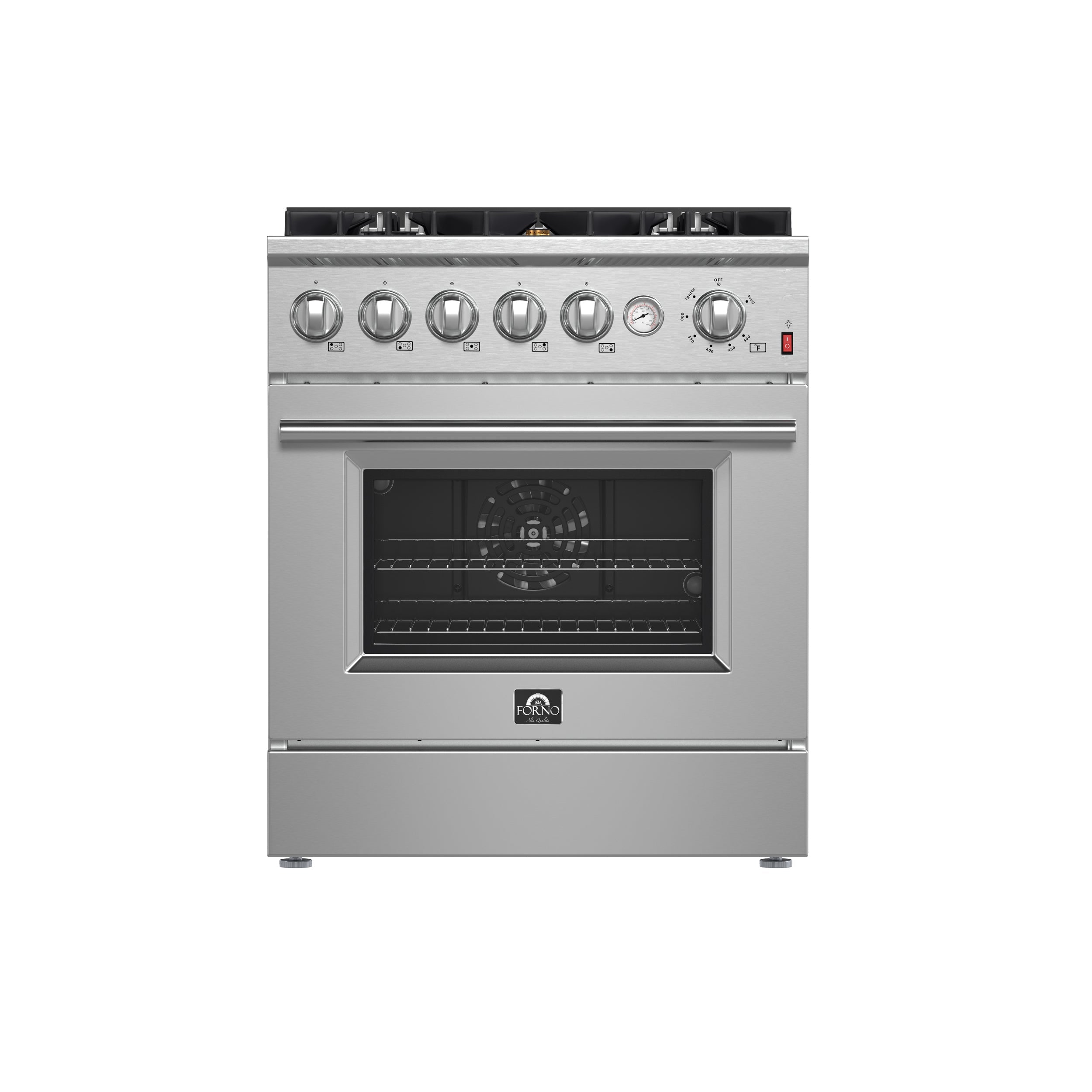 FORNO Giovanni 30" 4.32 cu. ft. Gas Range with 5 Sealed Burners, Air Fry Basket, Wok Support and Griddle