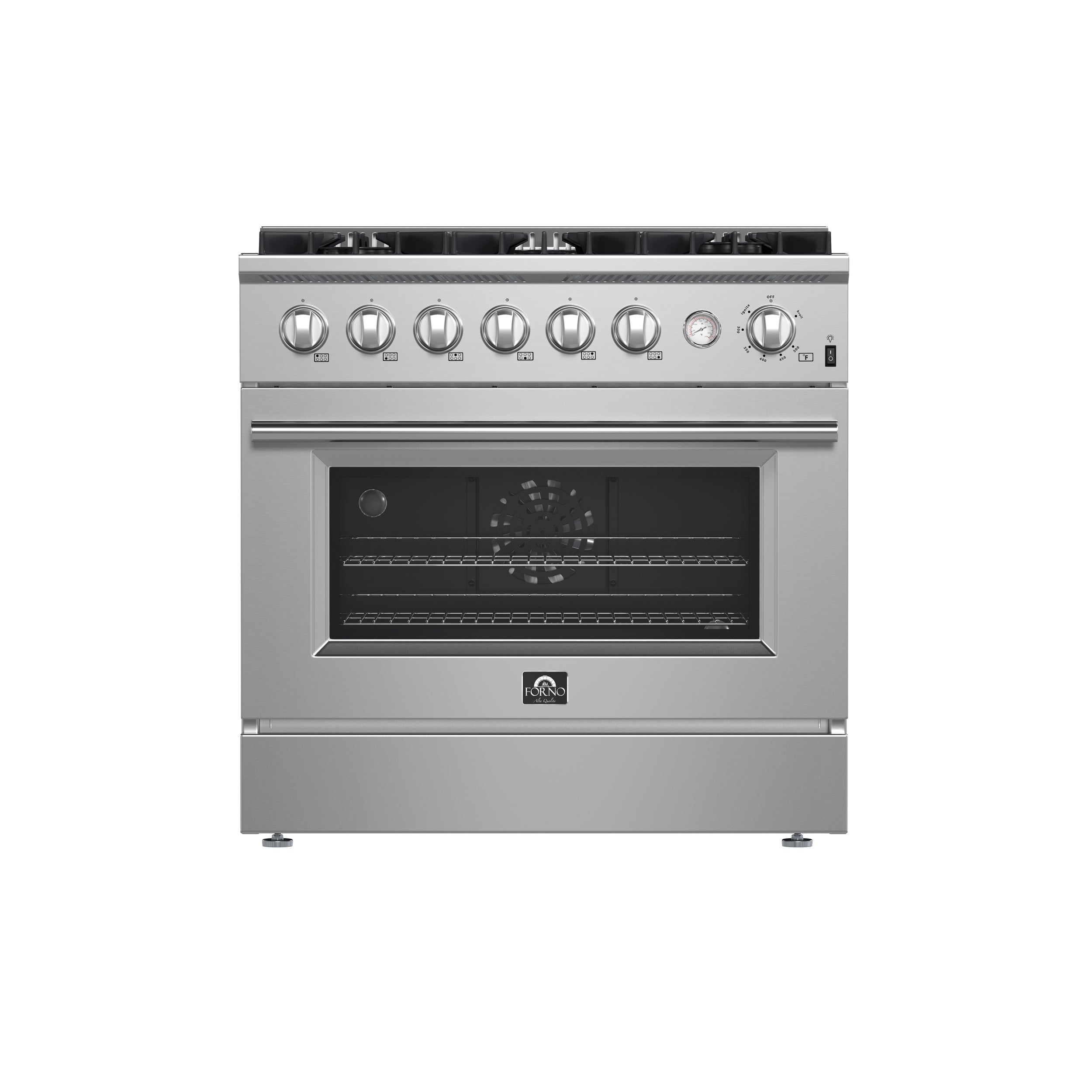 FORNO Marco 36" 5.36 cu.ft. Gas Range with 6 Burners and Built-In Temperature Gauge