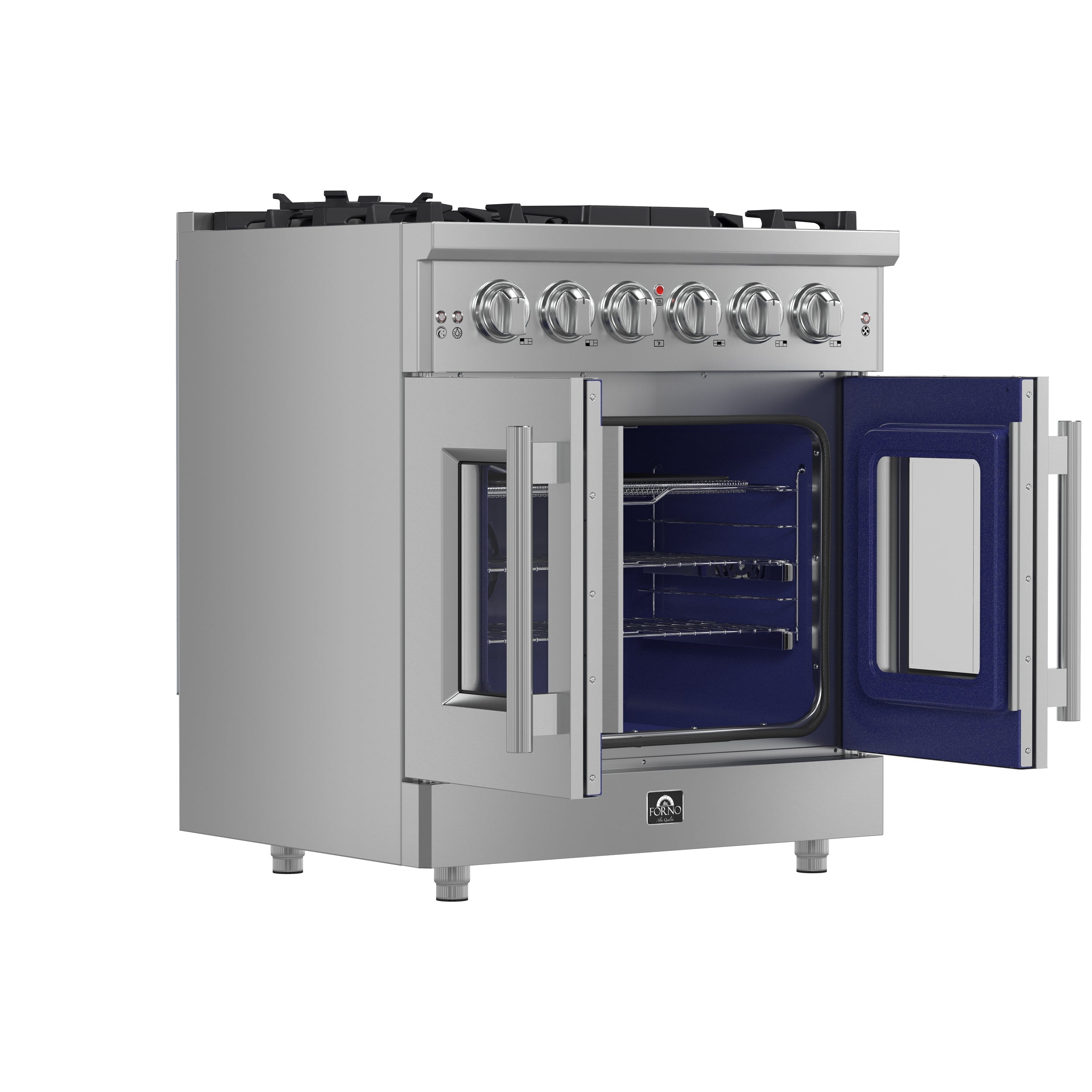 FORNO Massimo 30″ 4.32 cu. ft. Freestanding French Door Gas Range with 5 Burners