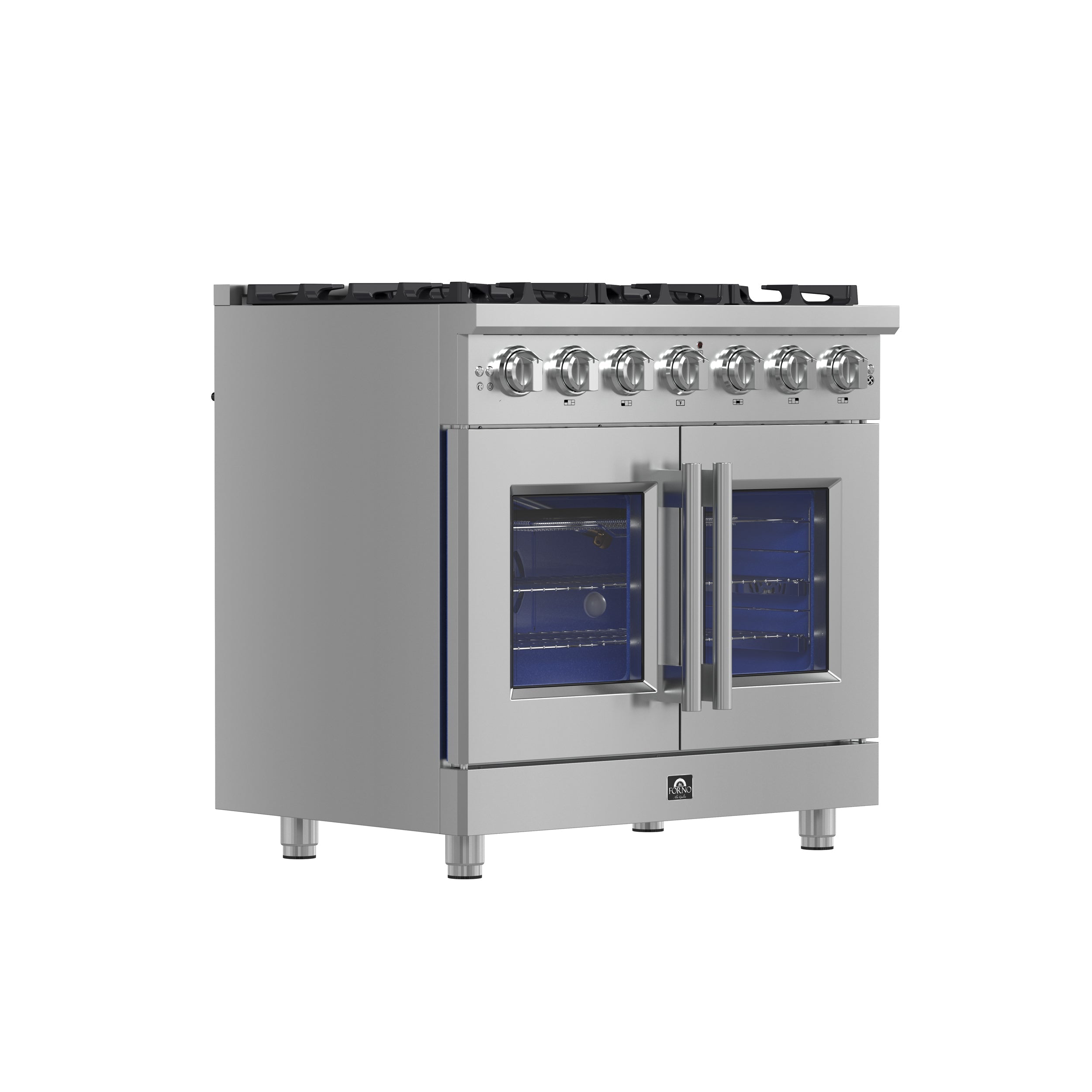 FORNO Massimo 36" 5.36 cu. ft. Freestanding French Door Gas Range with 6 Burners