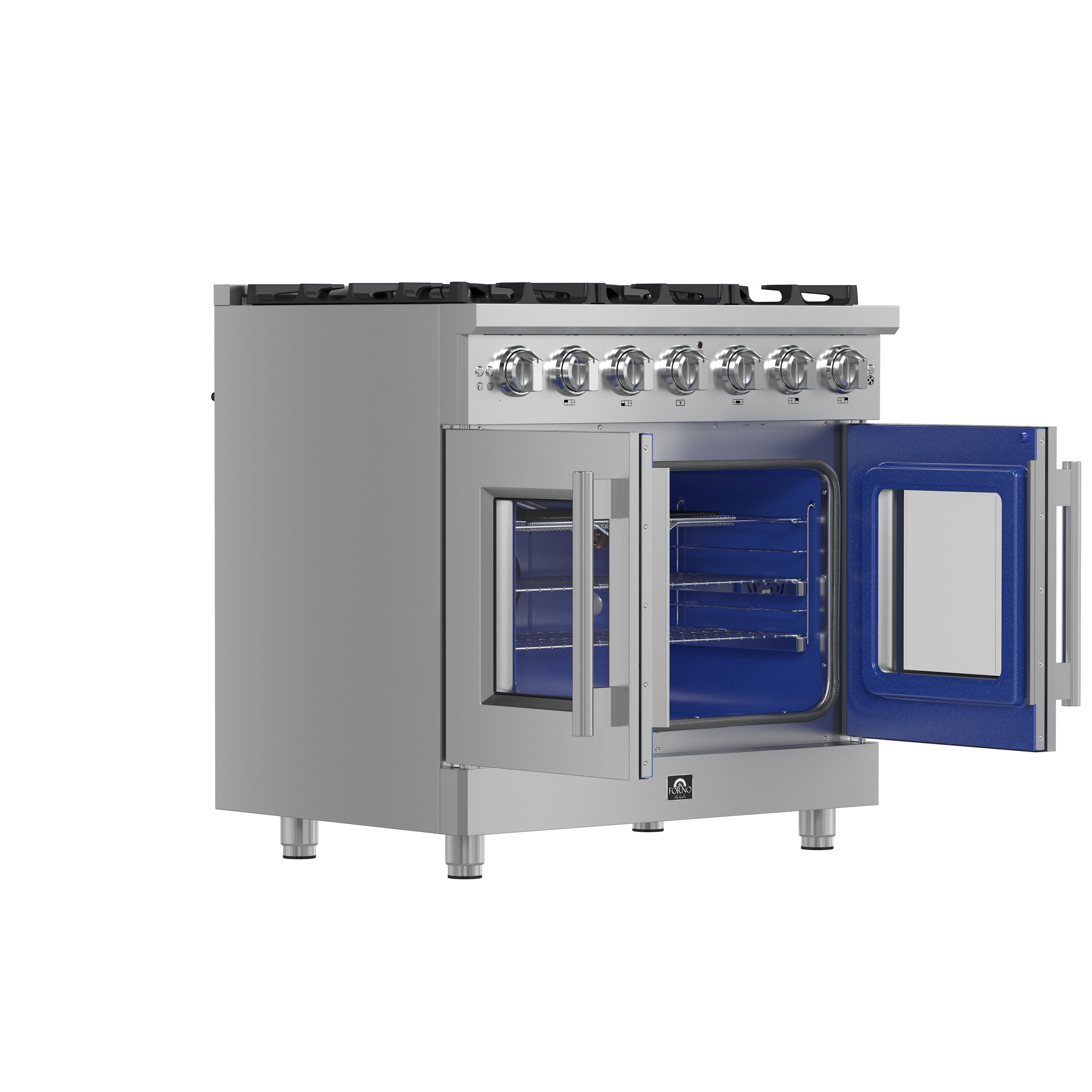 FORNO Massimo 36" 5.36 cu. ft. Freestanding French Door Gas Range with 6 Burners