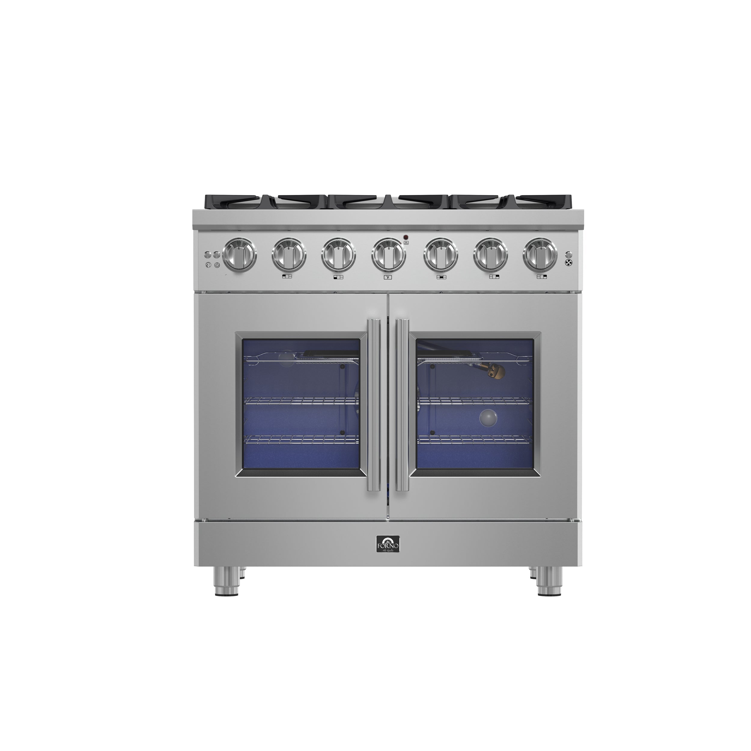 FORNO Massimo 36" 5.36 cu. ft. Freestanding French Door Gas Range with 6 Burners