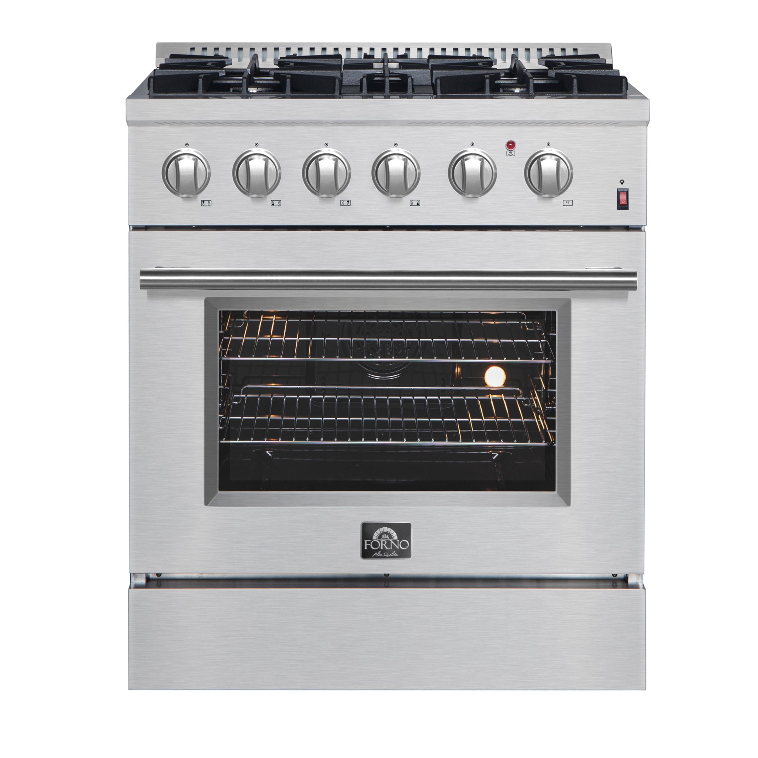 FORNO Marco 30" 4.32 cu. ft. Dual Fuel Range in Stainless Steel with 4 Sealed Burners