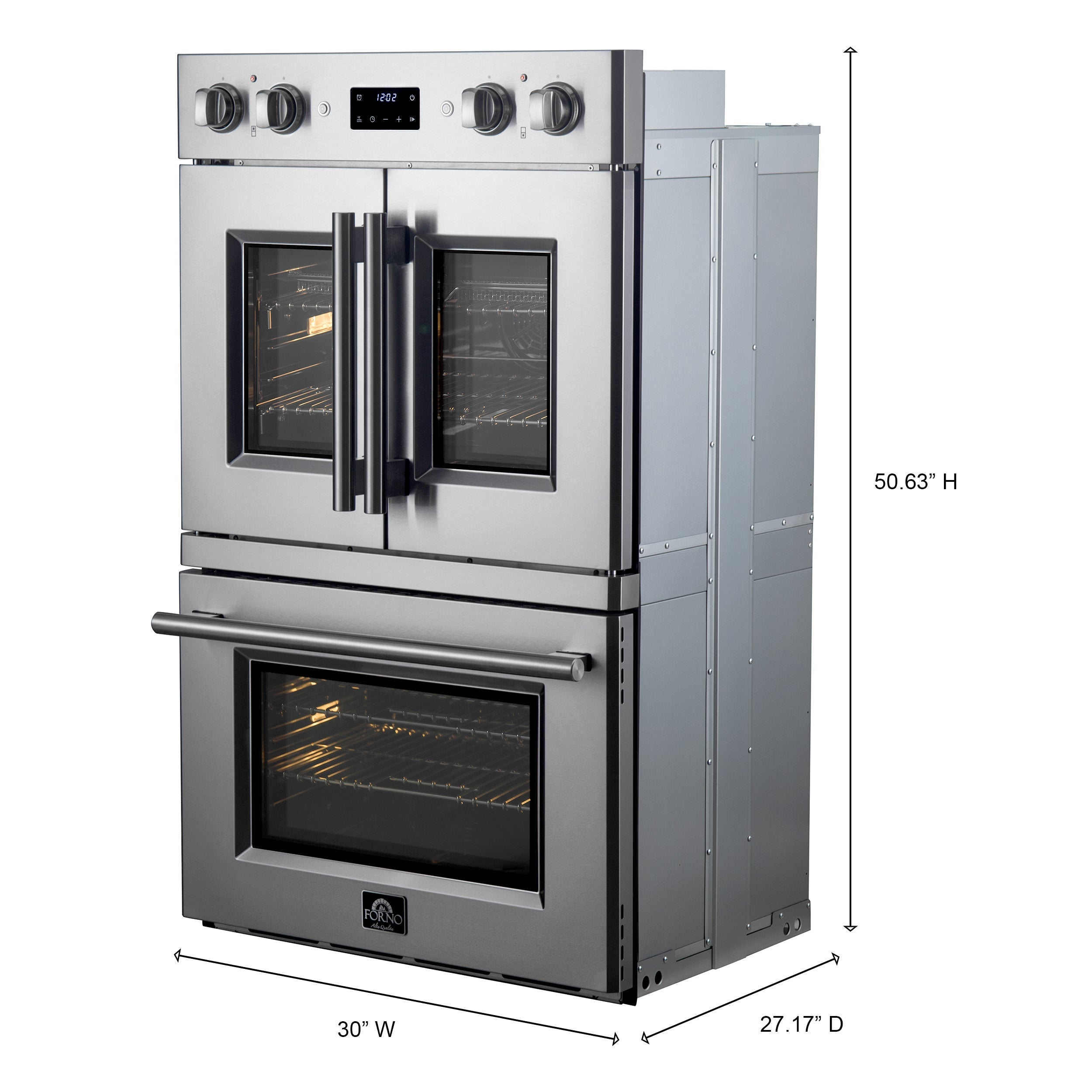 FORNO Asti 30" 7.36 cu. ft. French Door Double Electric Wall Oven with Air Fry, Self-Clean and Sous Vide