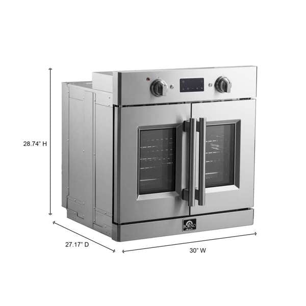 FORNO Gallico 30" 3.58 cu. ft. French Door Electric Wall Oven with Telescopic Racks, Air Fry, Self-Clean and Sous Vide