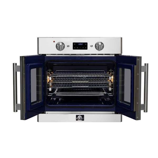 FORNO Gallico 30" 3.58 cu. ft. French Door Electric Wall Oven with Telescopic Racks, Air Fry, Self-Clean and Sous Vide