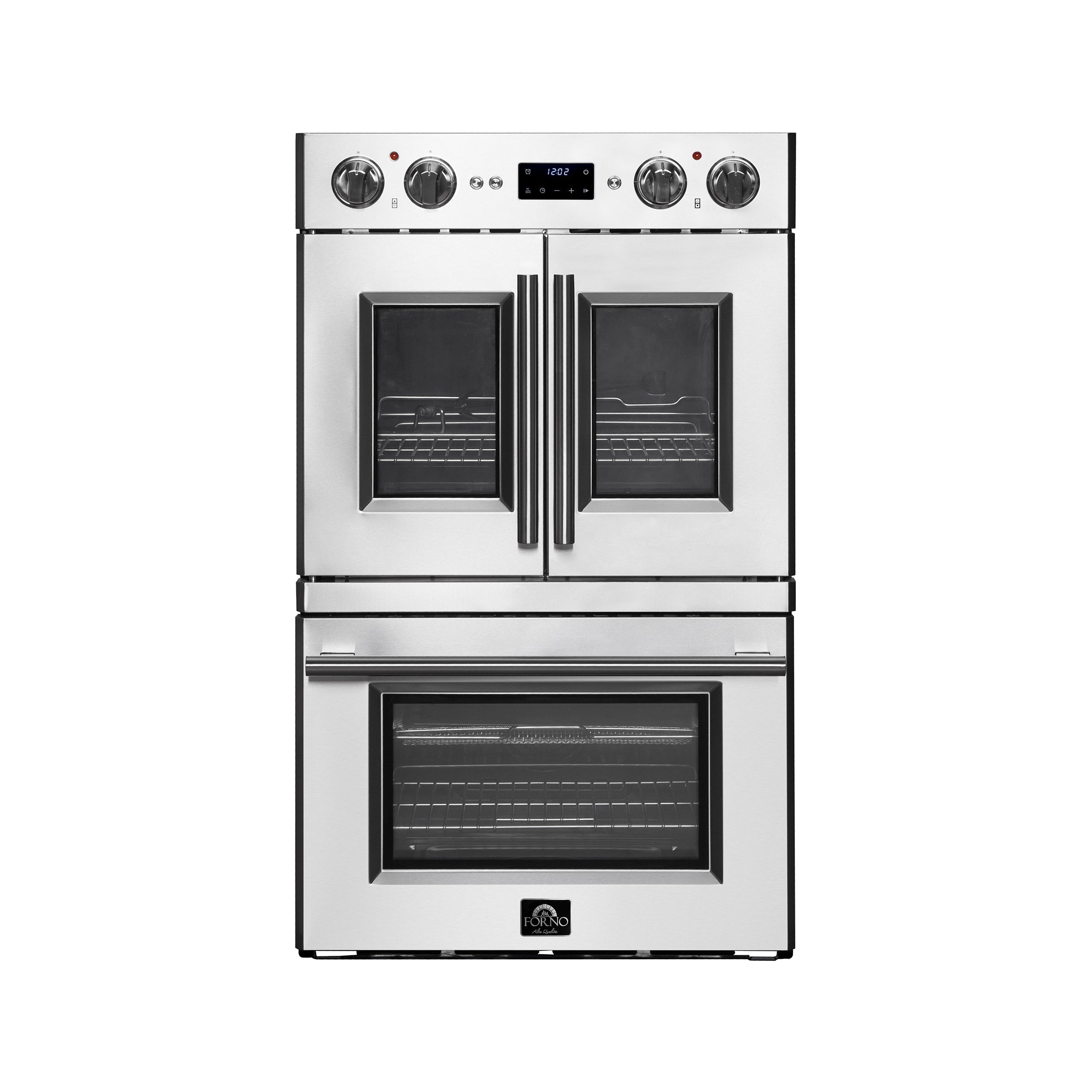 FORNO Gallico 30" 7.36 cu. ft. French Door Double Electric Wall Oven with Telescopic Racks, Air Fry, Self-Clean and Sous Vide