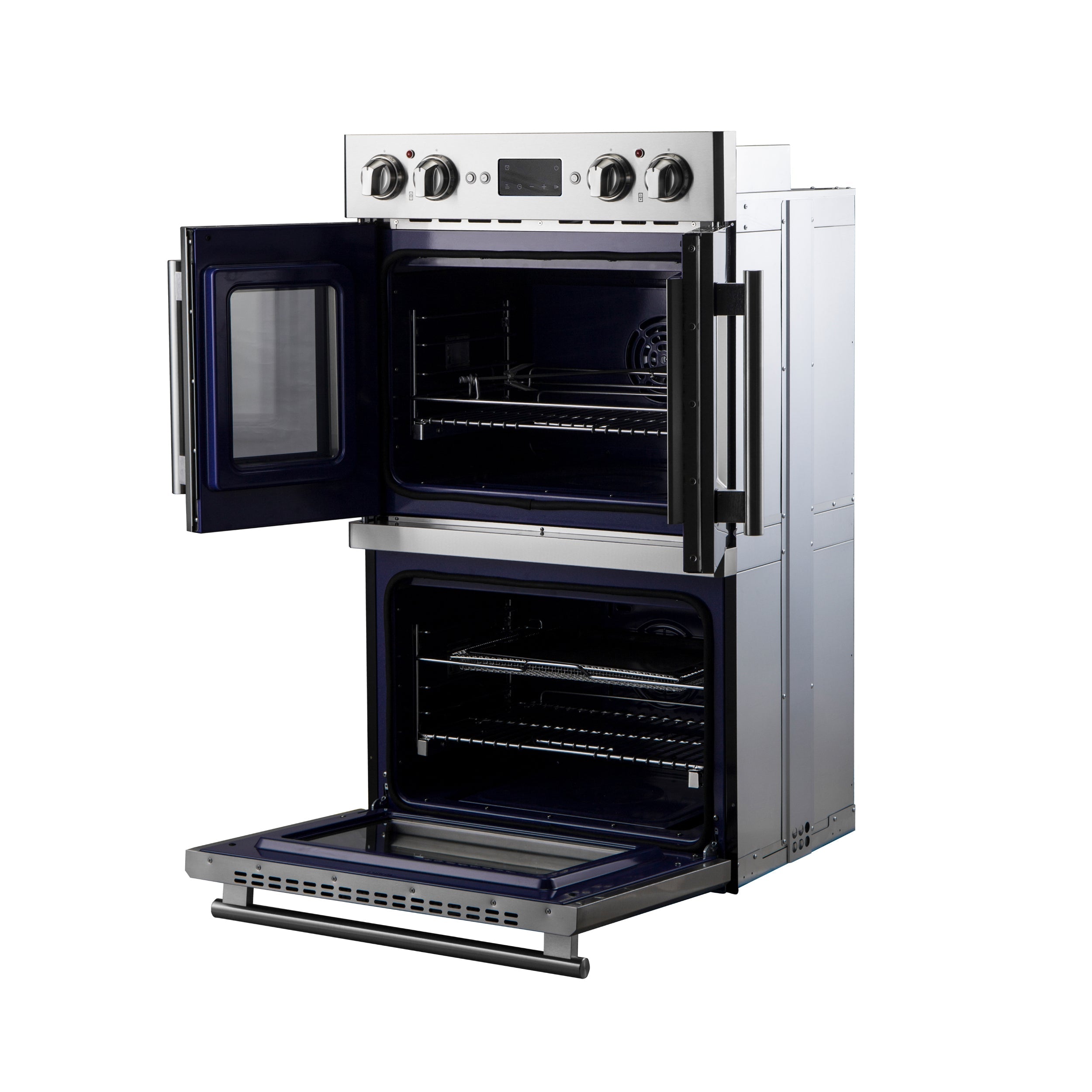 FORNO Gallico 30" 7.36 cu. ft. French Door Double Electric Wall Oven with Telescopic Racks, Air Fry, Self-Clean and Sous Vide