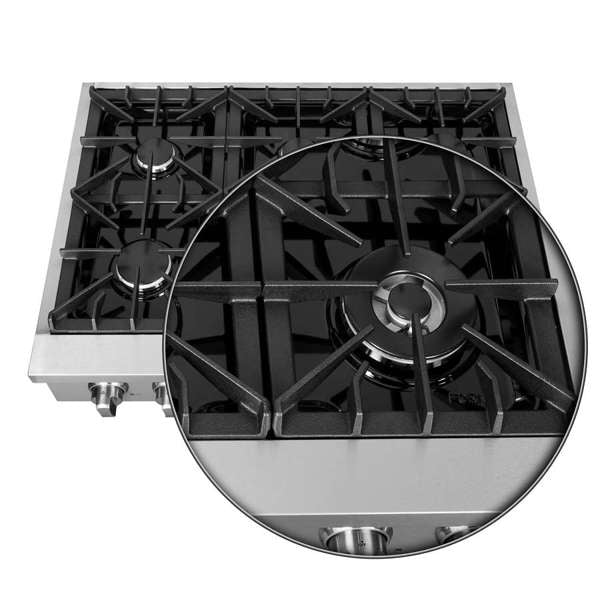 FORNO Cossato 36" Gas Rangetop with 6 Sealed Burners in Stainless Steel