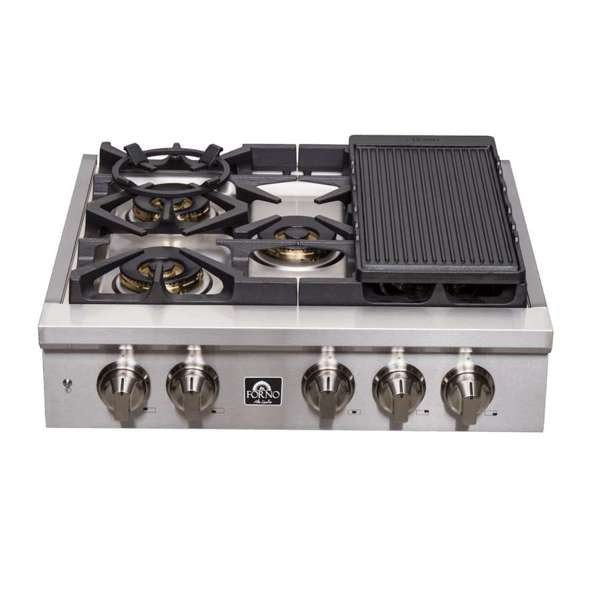 FORNO Spezia 30" Gas Rangetop with 5 Sealed Burners in Stainless Steel