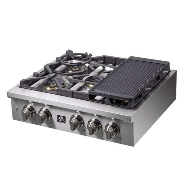 FORNO Spezia 30" Gas Rangetop with 5 Sealed Burners in Stainless Steel