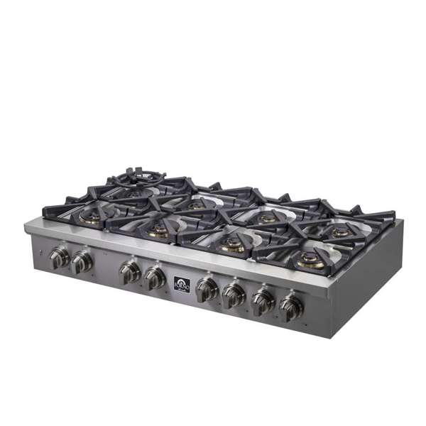 FORNO Spezia 48" Gas Rangetop with 8 Sealed Burners in Stainless Steel