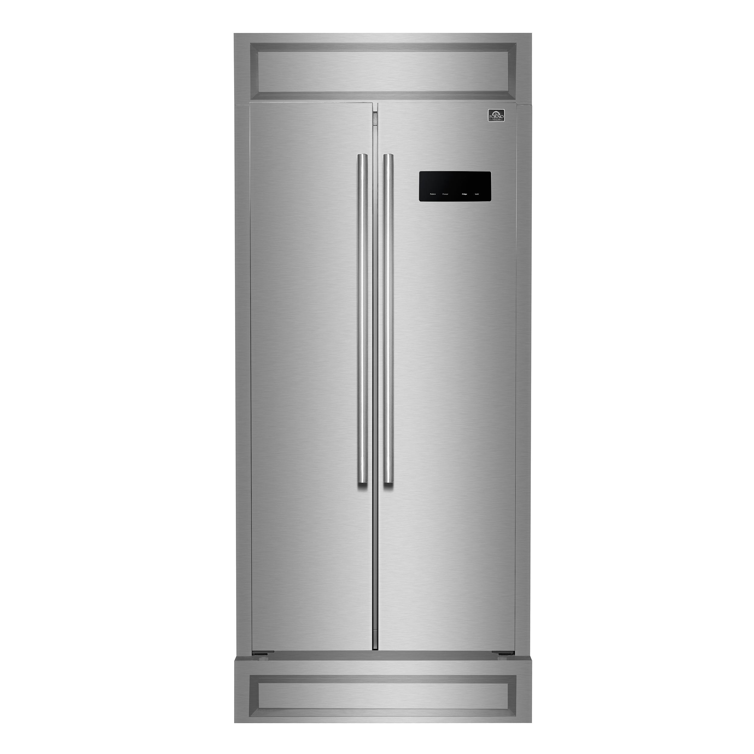 FORNO Salerno 37" 15.6 cu. ft. Side-by-Side Built-In Refrigerator in Stainless Steel and Modern Trim Kit