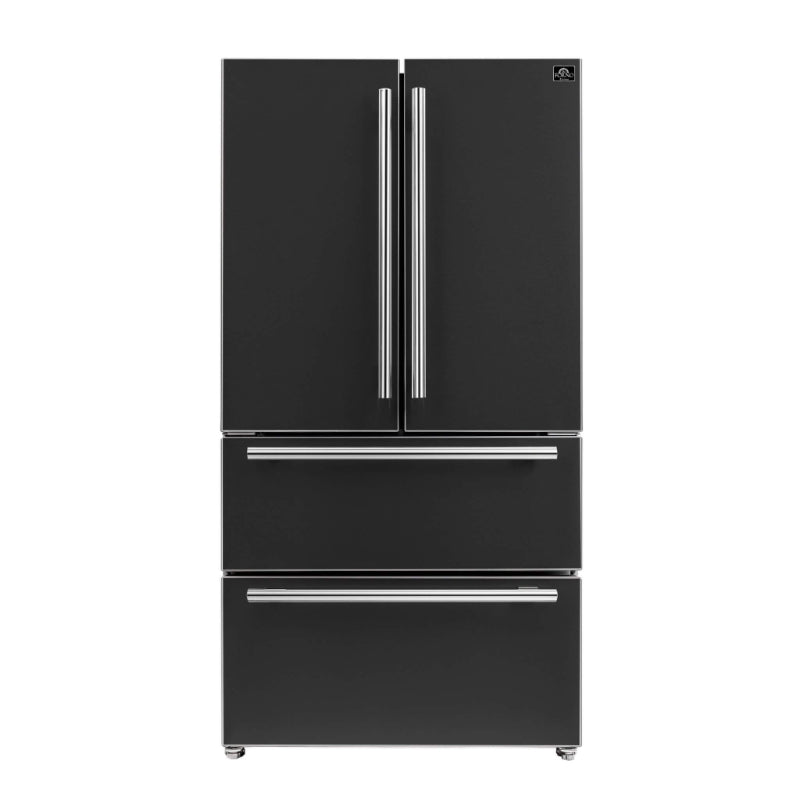 FORNO Espresso Moena 36-inch French Door Refrigerator in Black, 19.2 Cu.ft