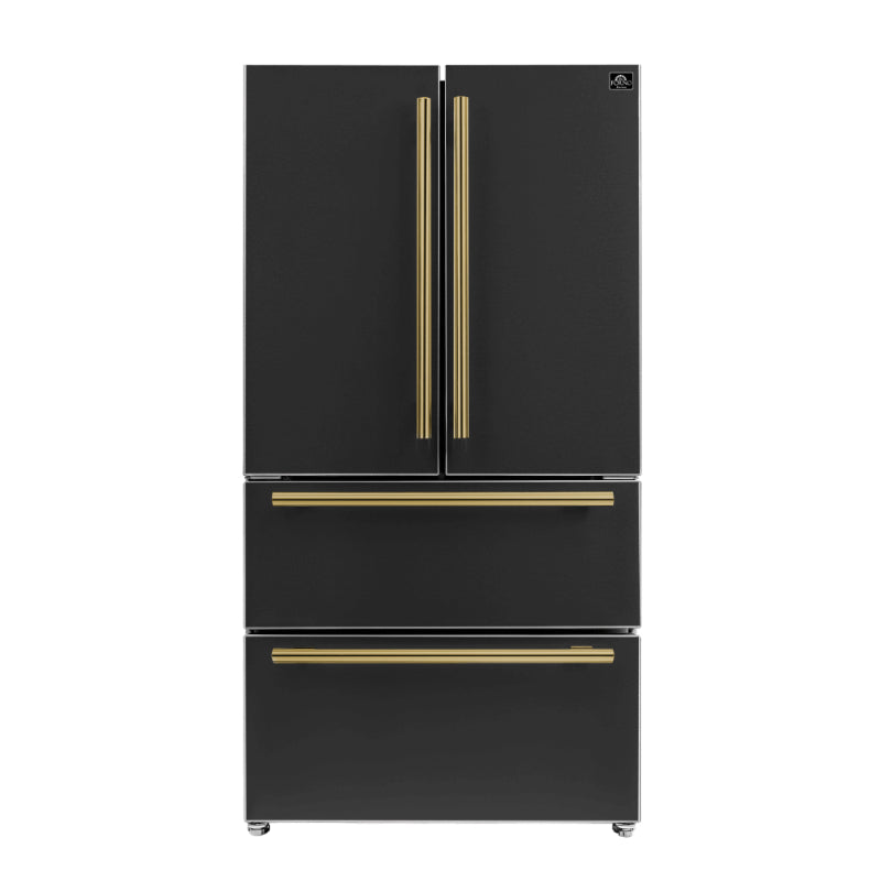 FORNO Espresso Moena 36-inch French Door Refrigerator in Black, 19.2 Cu.ft