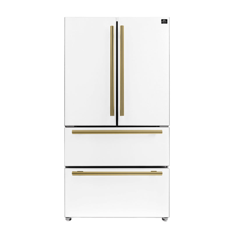 FORNO Espresso Moena 36-inch French Door Refrigerator in White, 19.2 Cu.ft