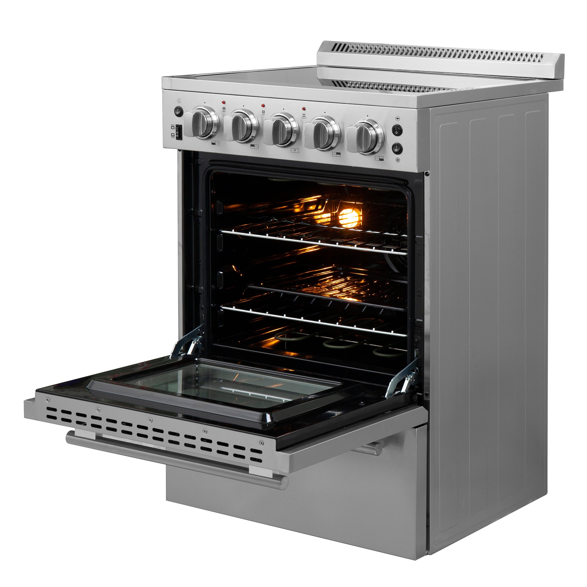 FORNO Loiano 24" 2.3 cu. ft. Freestanding Electric Range with 4 Element Burners in Stainless Steel