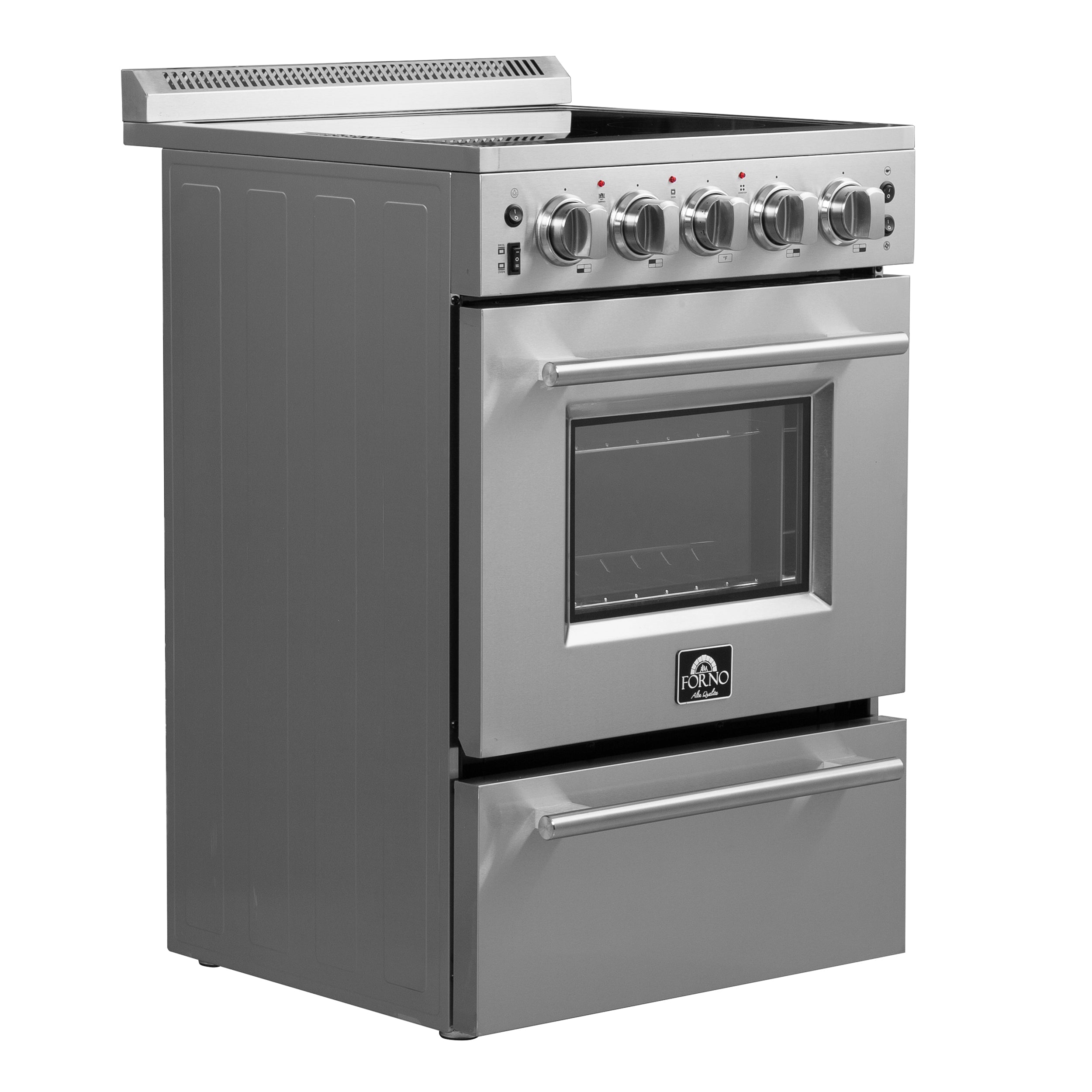 FORNO Loiano 24" 2.3 cu. ft. Freestanding Electric Range with 4 Element Burners in Stainless Steel