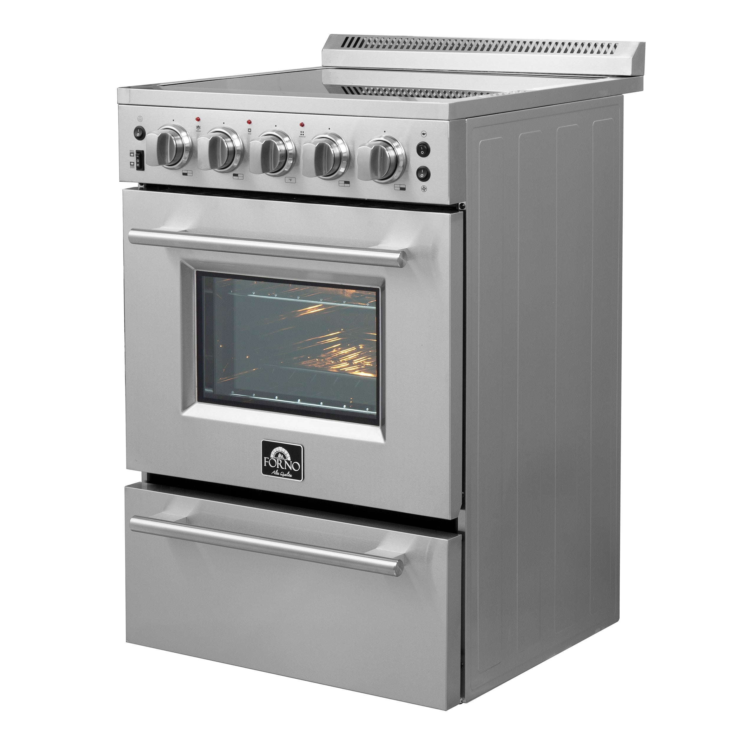 FORNO Loiano 24" 2.3 cu. ft. Freestanding Electric Range with 4 Element Burners in Stainless Steel