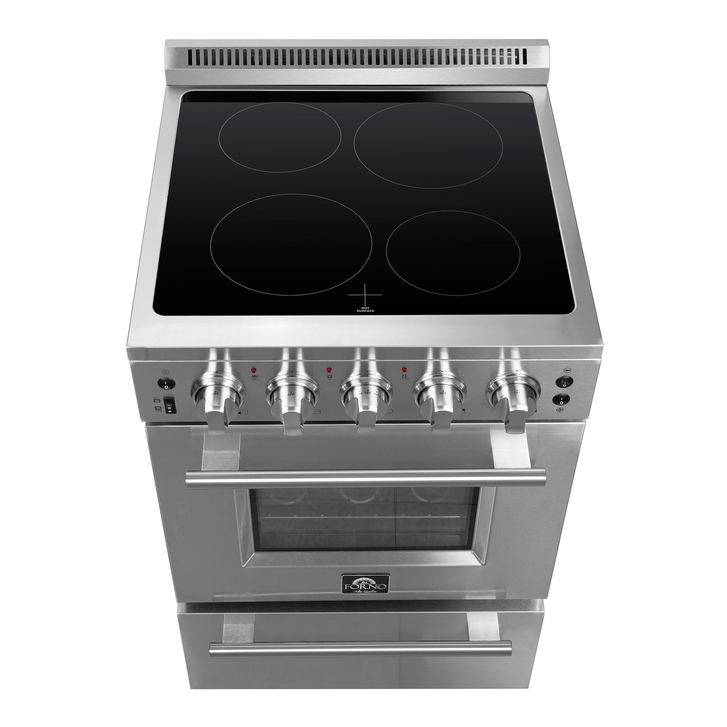 FORNO Loiano 24" 2.3 cu. ft. Freestanding Electric Range with 4 Element Burners in Stainless Steel