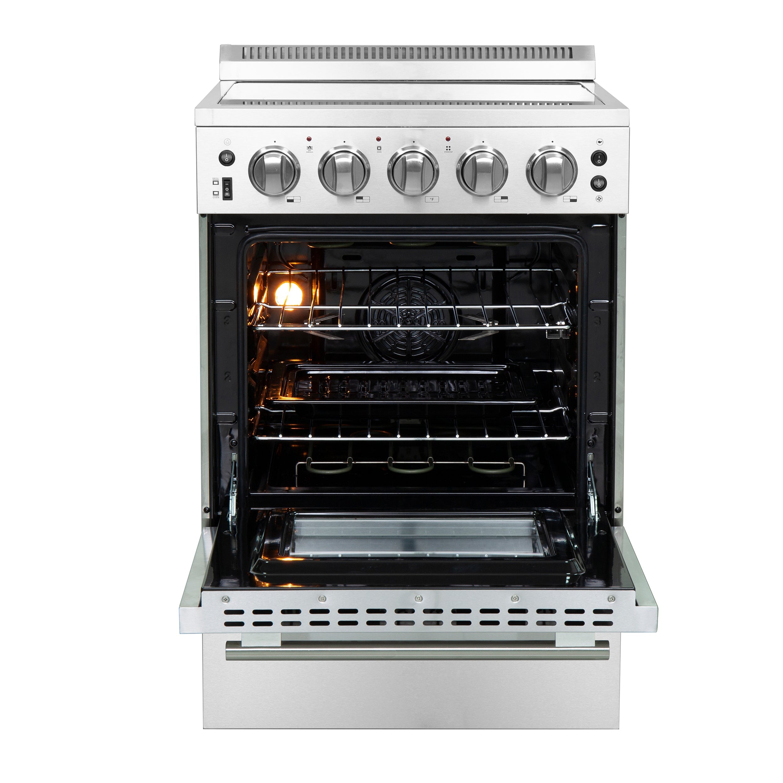 FORNO Loiano 24" 2.3 cu. ft. Freestanding Electric Range with 4 Element Burners in Stainless Steel