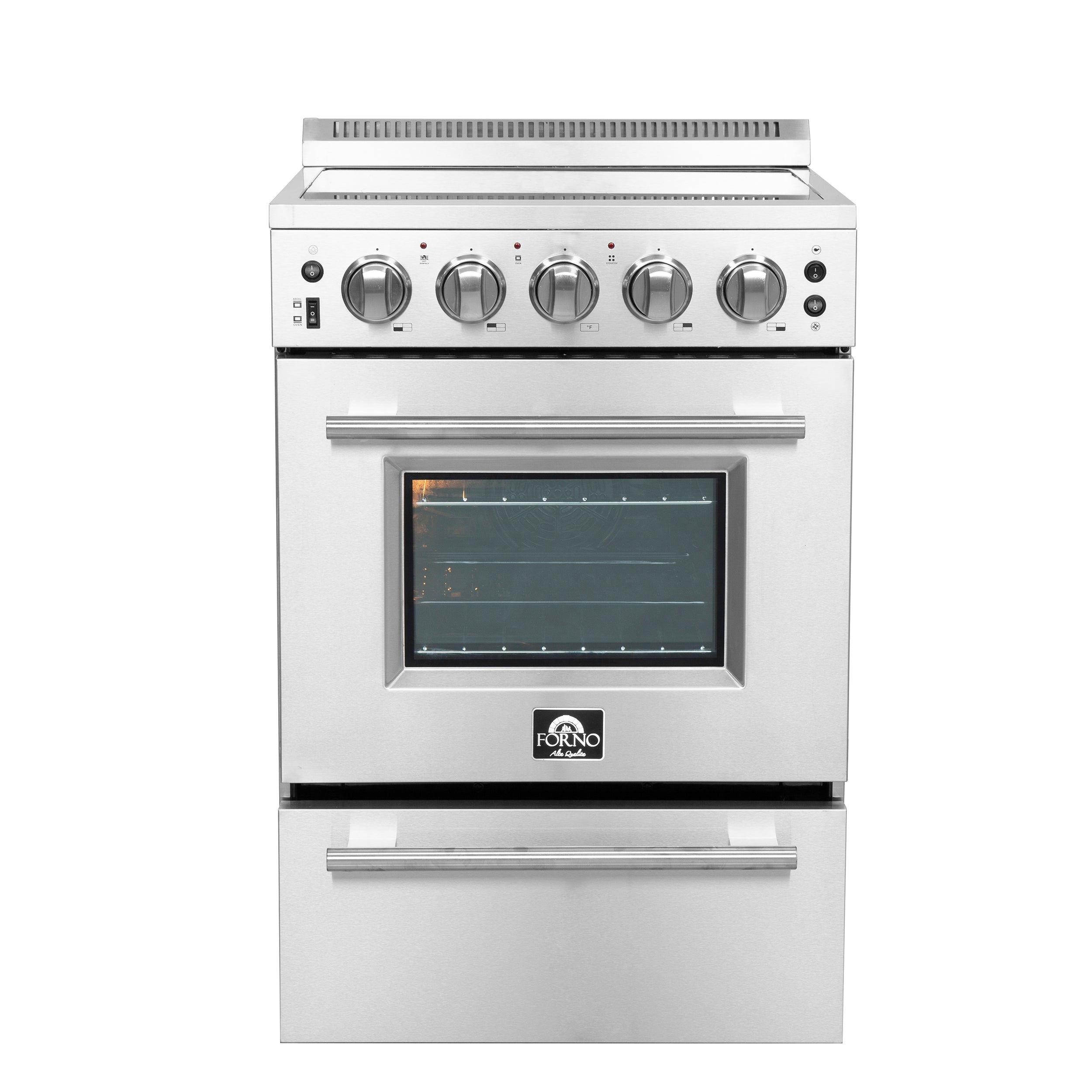 FORNO Loiano 24" 2.3 cu. ft. Freestanding Electric Range with 4 Element Burners in Stainless Steel