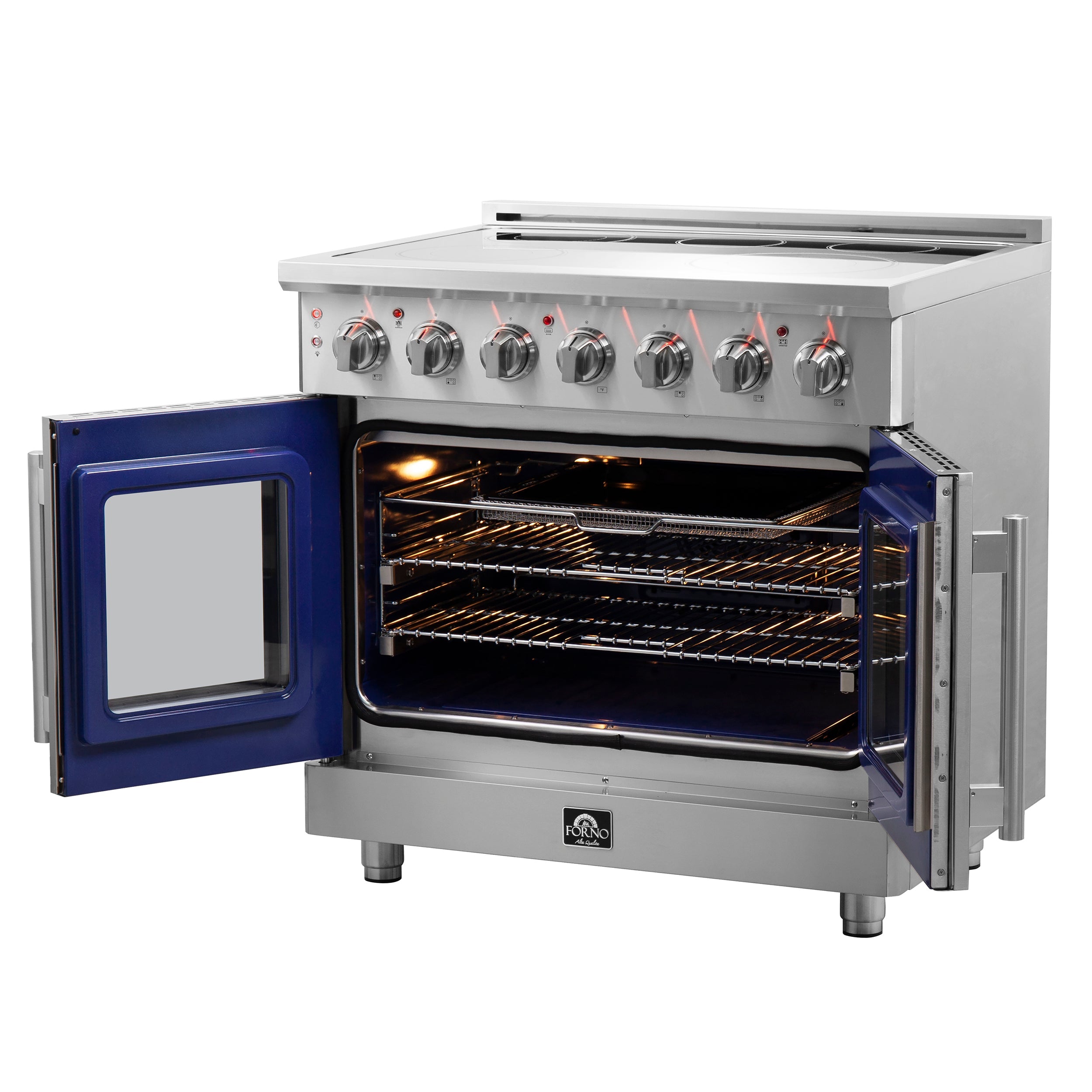 FORNO Massimo 36" 5.36 cu. ft. Freestanding French Door Electric Range with 5 Elements