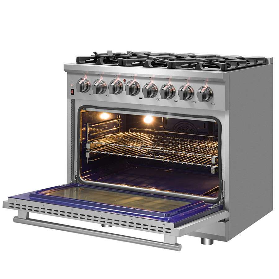 FORNO Massimo 36″ 5.36 cu. ft. Freestanding Dual Fuel Range with 6 Burners