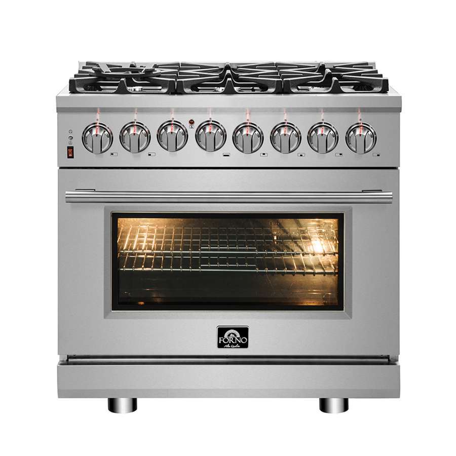 FORNO Massimo 36″ 5.36 cu. ft. Freestanding Dual Fuel Range with 6 Burners