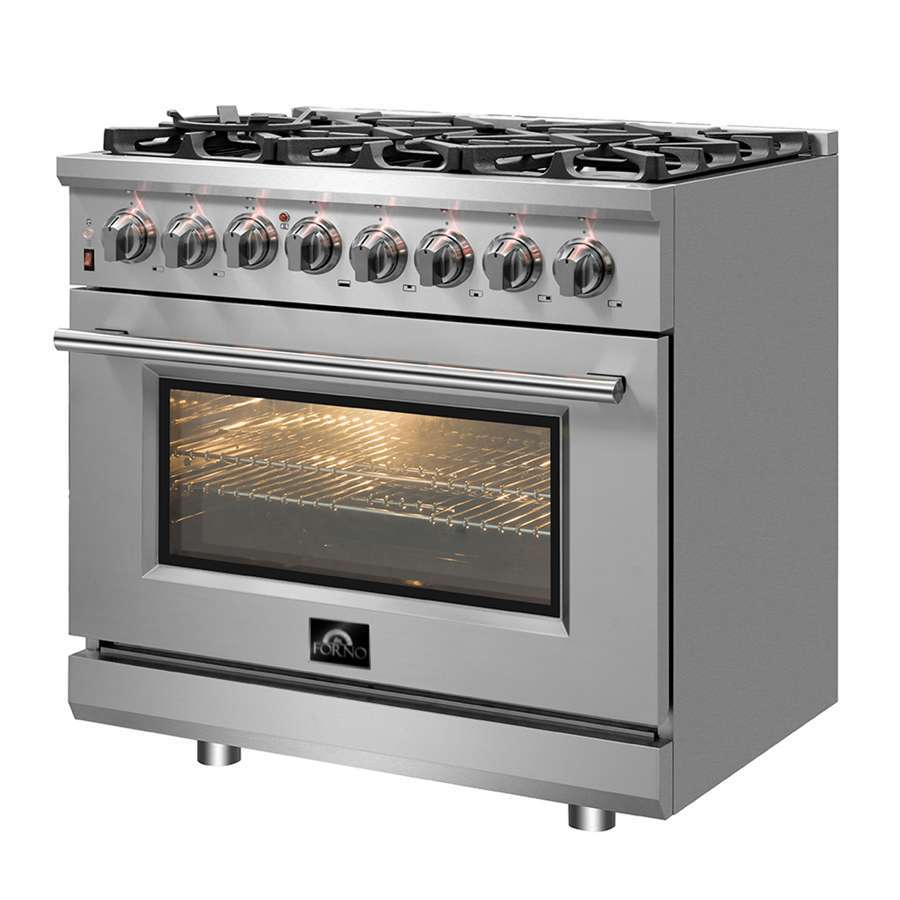 FORNO Massimo 36″ 5.36 cu. ft. Freestanding Dual Fuel Range with 6 Burners