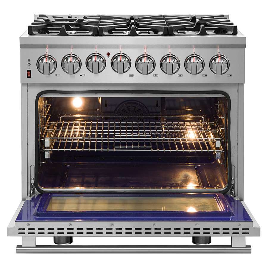 FORNO Massimo 36″ 5.36 cu. ft. Freestanding Dual Fuel Range with 6 Burners