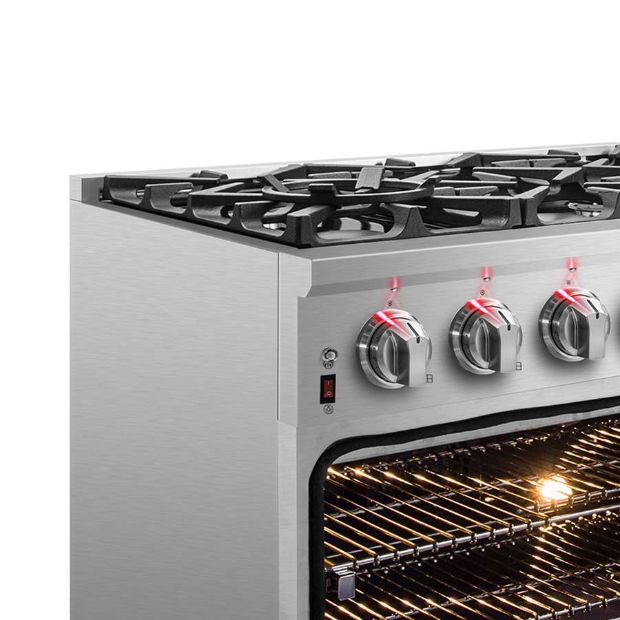 FORNO Massimo 36″ 5.36 cu. ft. Freestanding Dual Fuel Range with 6 Burners