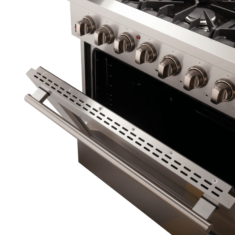 FORNO Galiano 36" Dual Fuel Range Stainless Steel, 6 Burners, 5.36 cu.ft. True Convection Oven