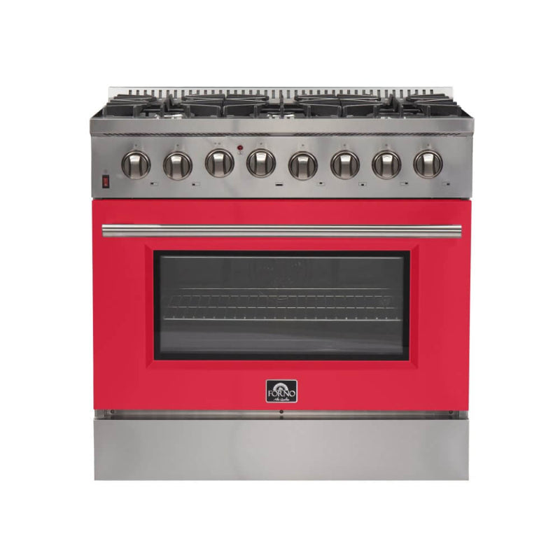 FORNO Galiano 36" Dual Fuel Range Stainless Steel, 6 Burners, 5.36 cu.ft. True Convection Oven