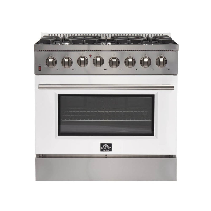 FORNO Galiano 36" Dual Fuel Range Stainless Steel, 6 Burners, 5.36 cu.ft. True Convection Oven